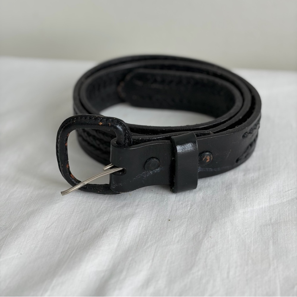 JC Mexico Black Woven Leather Men's Belt - Picture 2 of 15